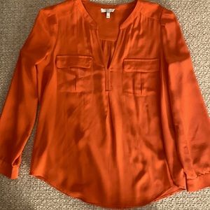 Joie brand orange long sleeve silk blouse
